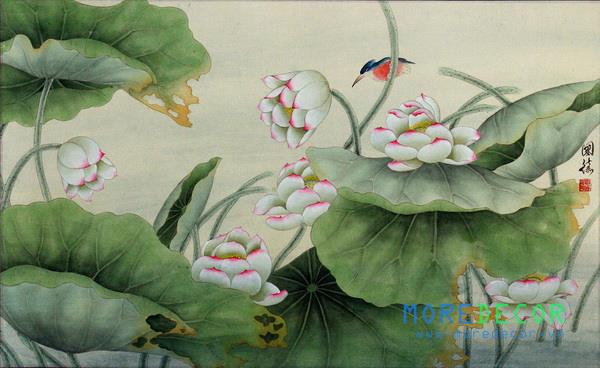 Tranh kính sen cá đẹp