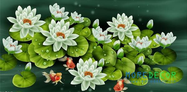 Tranh kính sen cá đẹp