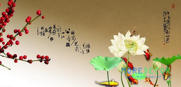 Tranh kính sen cá đẹp