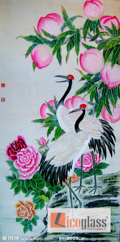tranh kính đào hạc