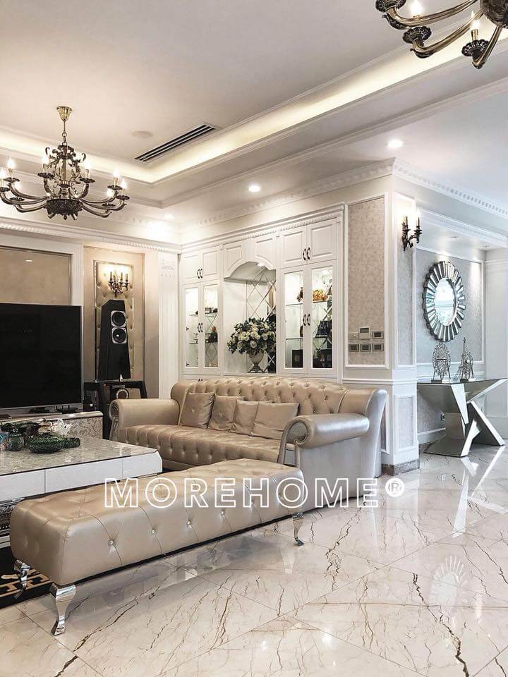 Lắp đặt bộ sofa tân cổ điển bọc da cho biệt thự Ciputra Lựa chọn các mẫu thiết kế phòng khách biệt thự, nhà phố đẹp